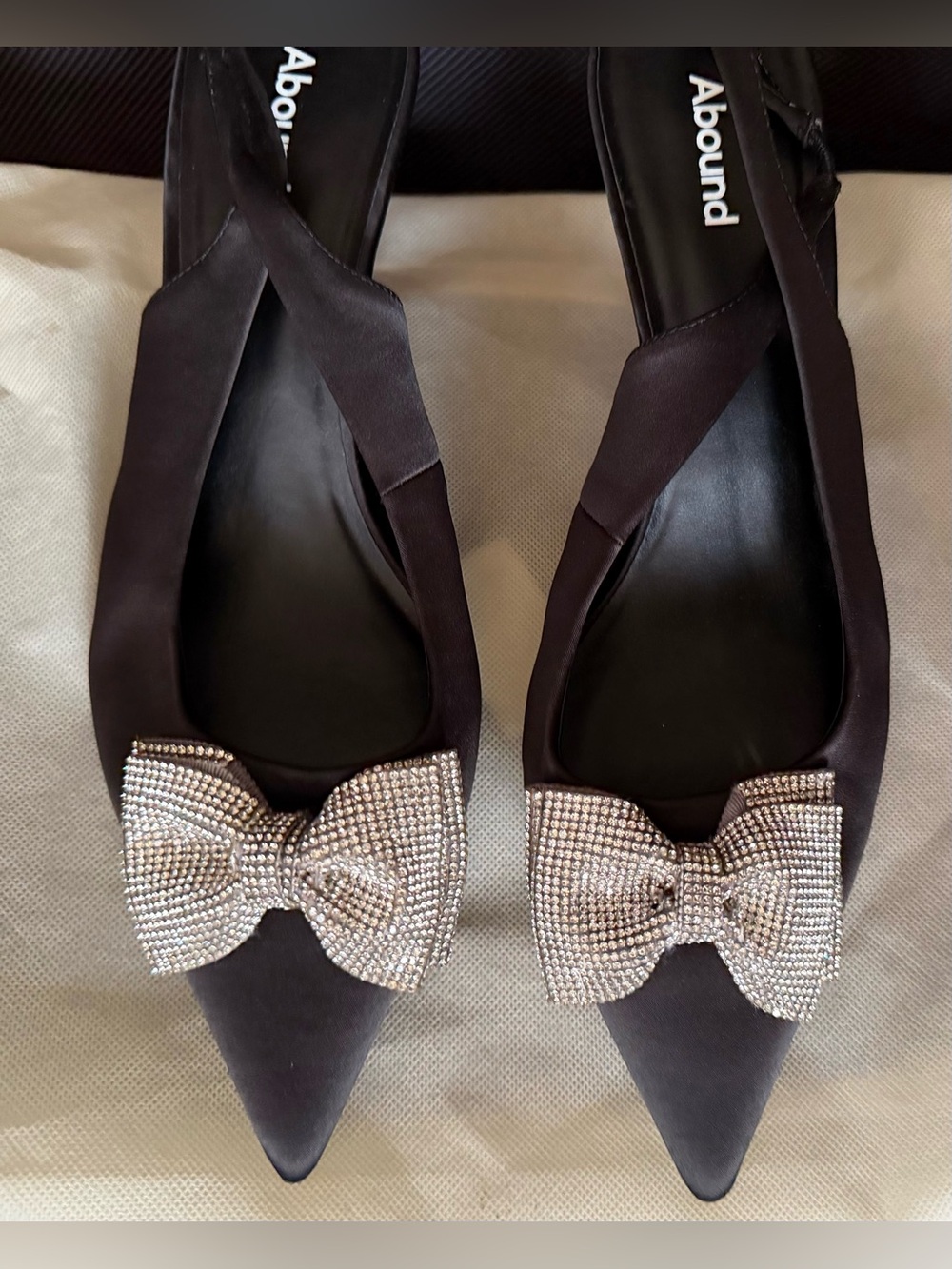 NEW Abound Black Rhinestone Bow Slingback Heels – Size 12M
